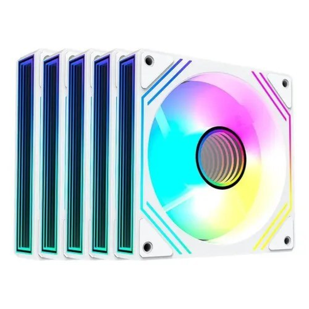 Kit Ventoinhas Acegeek Neon, Argb, 5x120mm, Branco