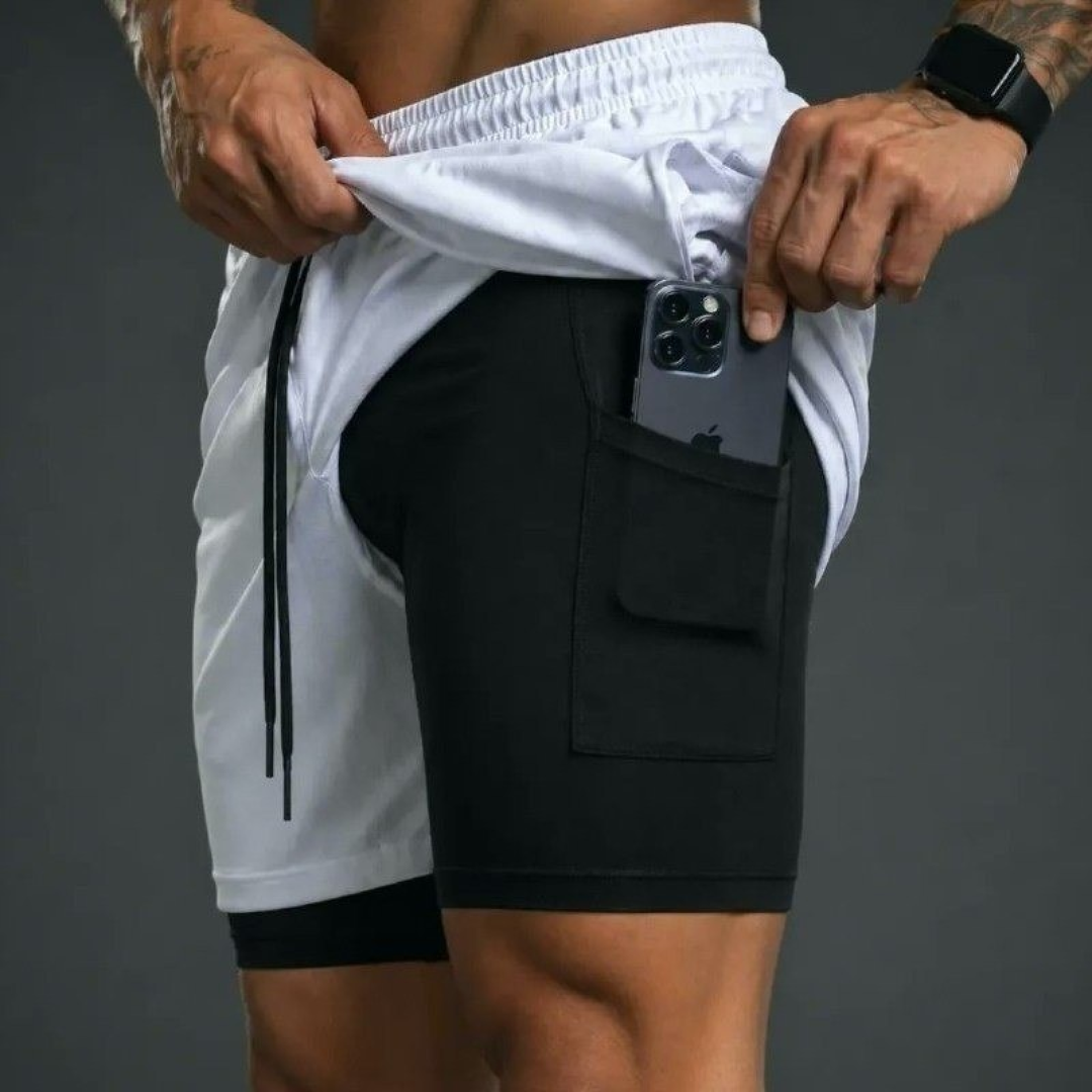 Kit com 4 Shorts 2 Em 1 Duplo Dryfit