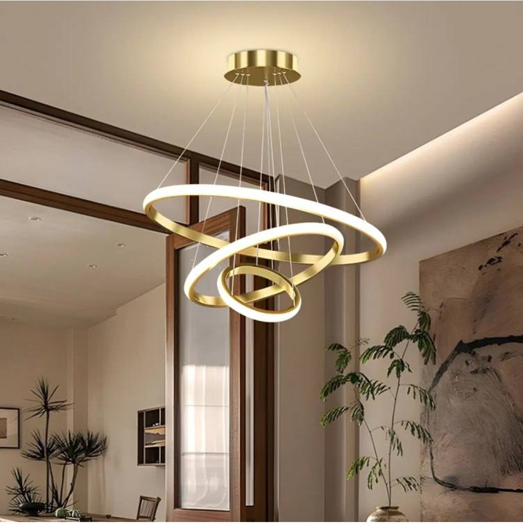 Luminaria De Teto Led 3 Arcos Lustres Pendente Vie Idéale Dourado