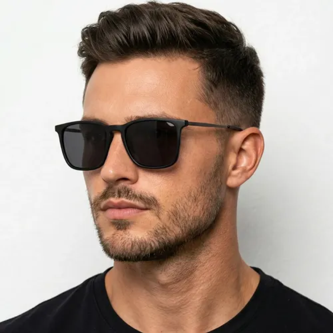Óculos de Sol Quadrado Leaf Metal Acetato Proteção UV400