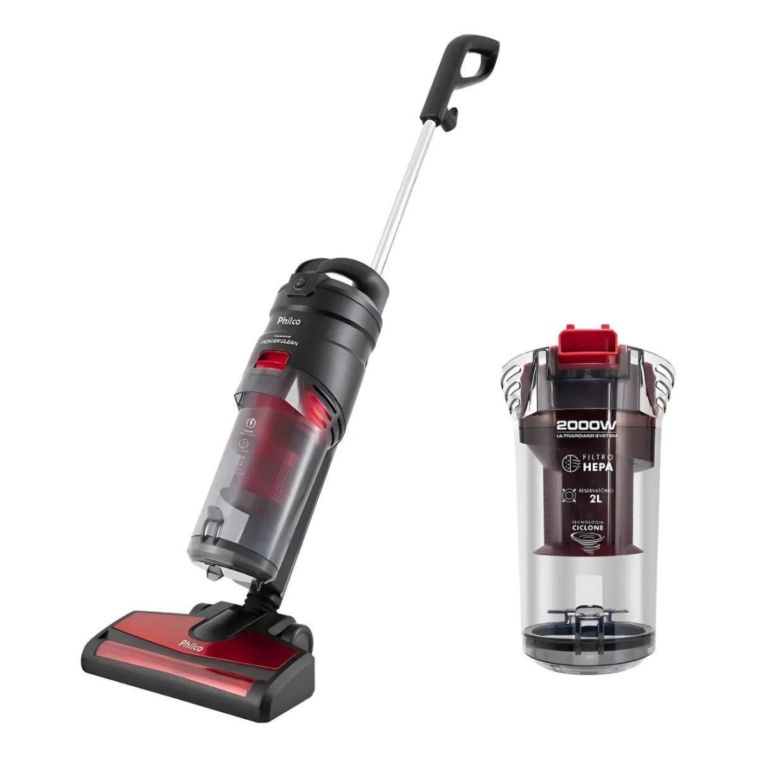 Aspirador de Pó Vertical Philco 2000W Power Clean 2 Litros Preto (PAS4000V)