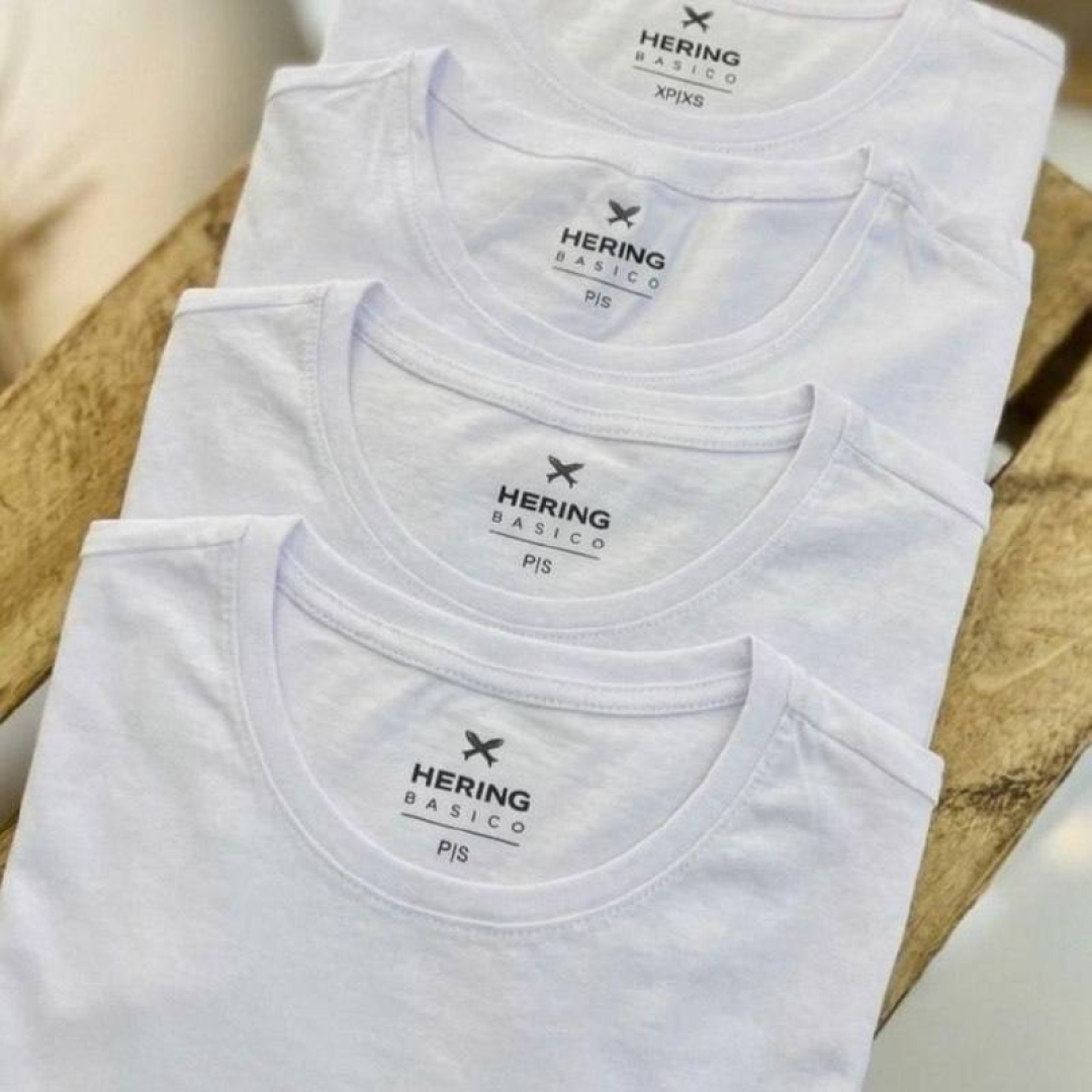 Kit 5 Camisetas Feminina Manga Curta Branca Hering Branco Liso G