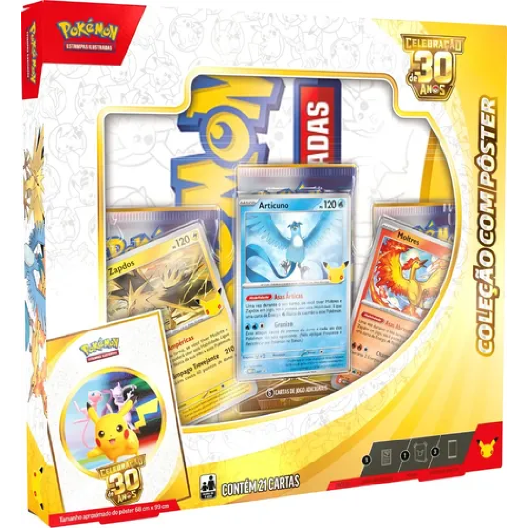 Pokemon Box Coleção com Pôster Celebração de 30 Anos