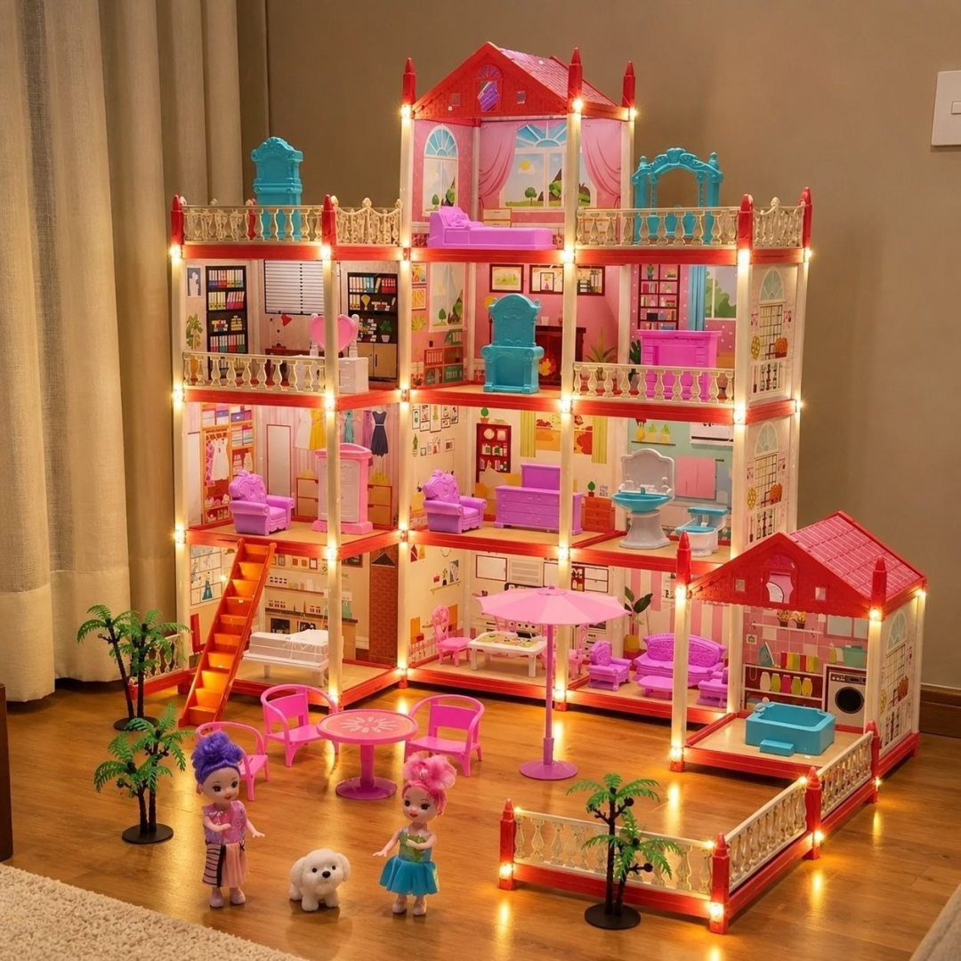 Casinha De Boneca Castelo Da Princesa + 4 bonecas