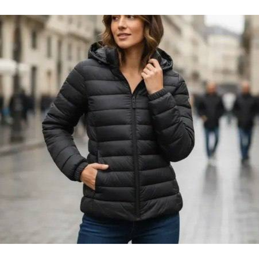 Jaqueta Feminina Puffer Impermeável Capuz Frio Inverno