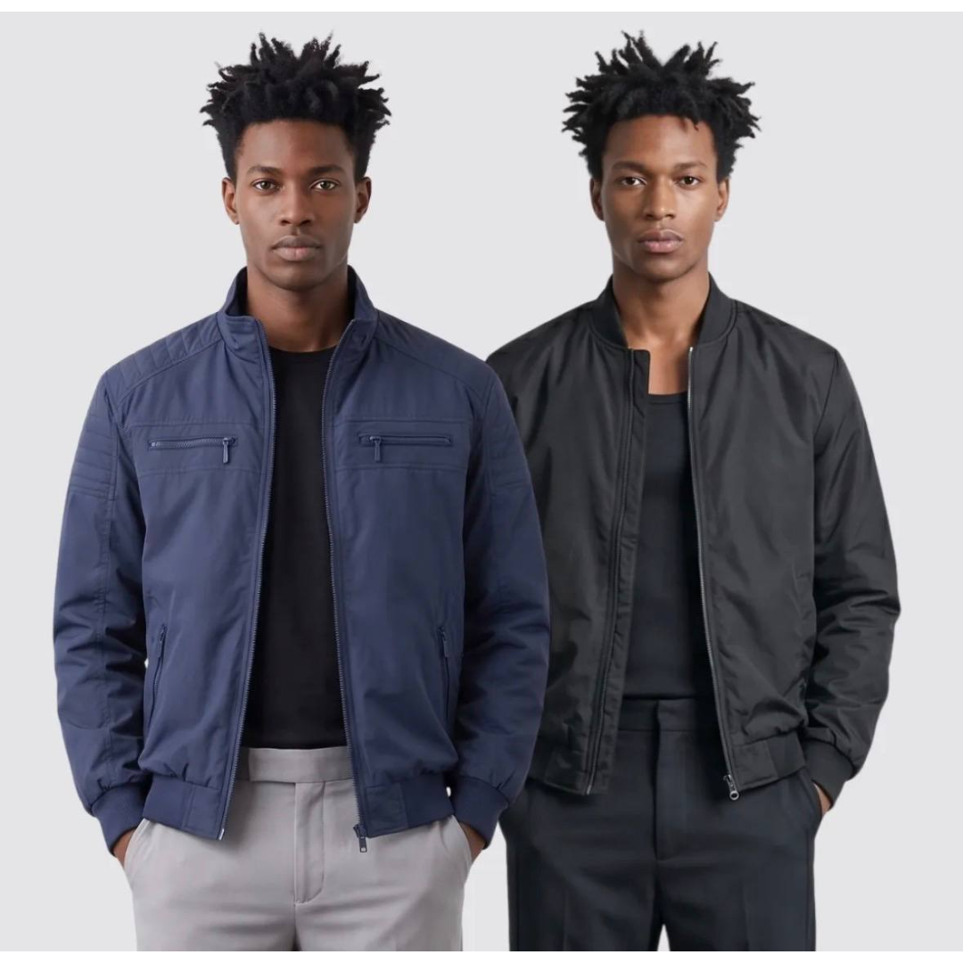 Jaqueta Masculina Bomber Dupla Face Gola Alta Zíper Bobojaco Azul-marinho M