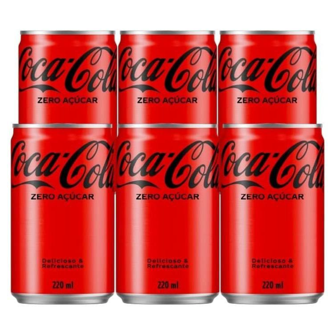 Pack de Coca-Cola sem açucar Lata 220mL 6 unidades
