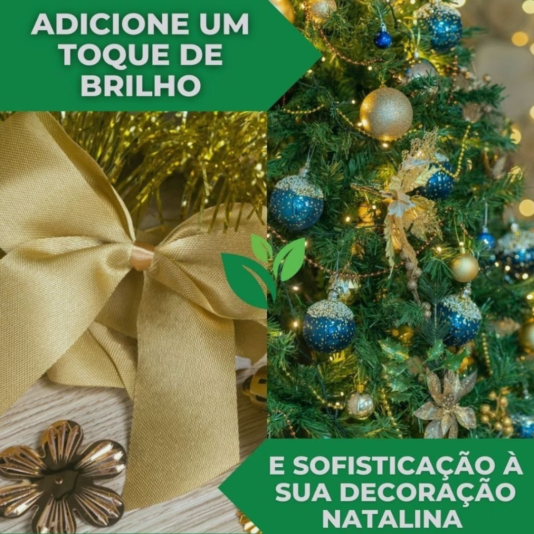 Enfeite Árvore Natal Laço Juta Brilho Estopa 21 Unidades