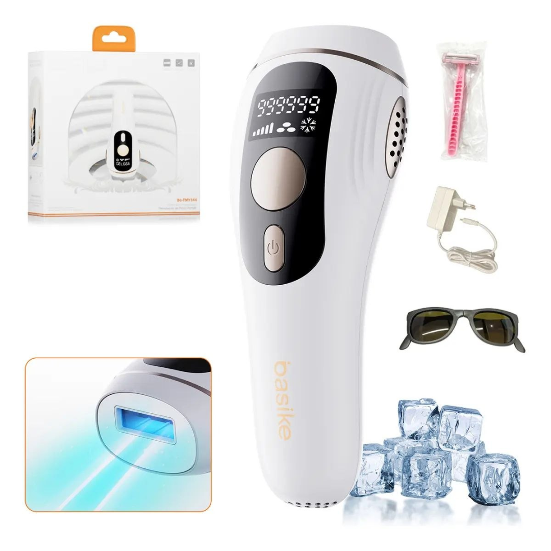 Depilador A Laser Luz Pulsada IPL Basike Sensacao Gelo Indolor Depilacao Definitiva 1 Milhao Disparos 9 Niveis Rosto Corpo aparelho depilacao feminino...