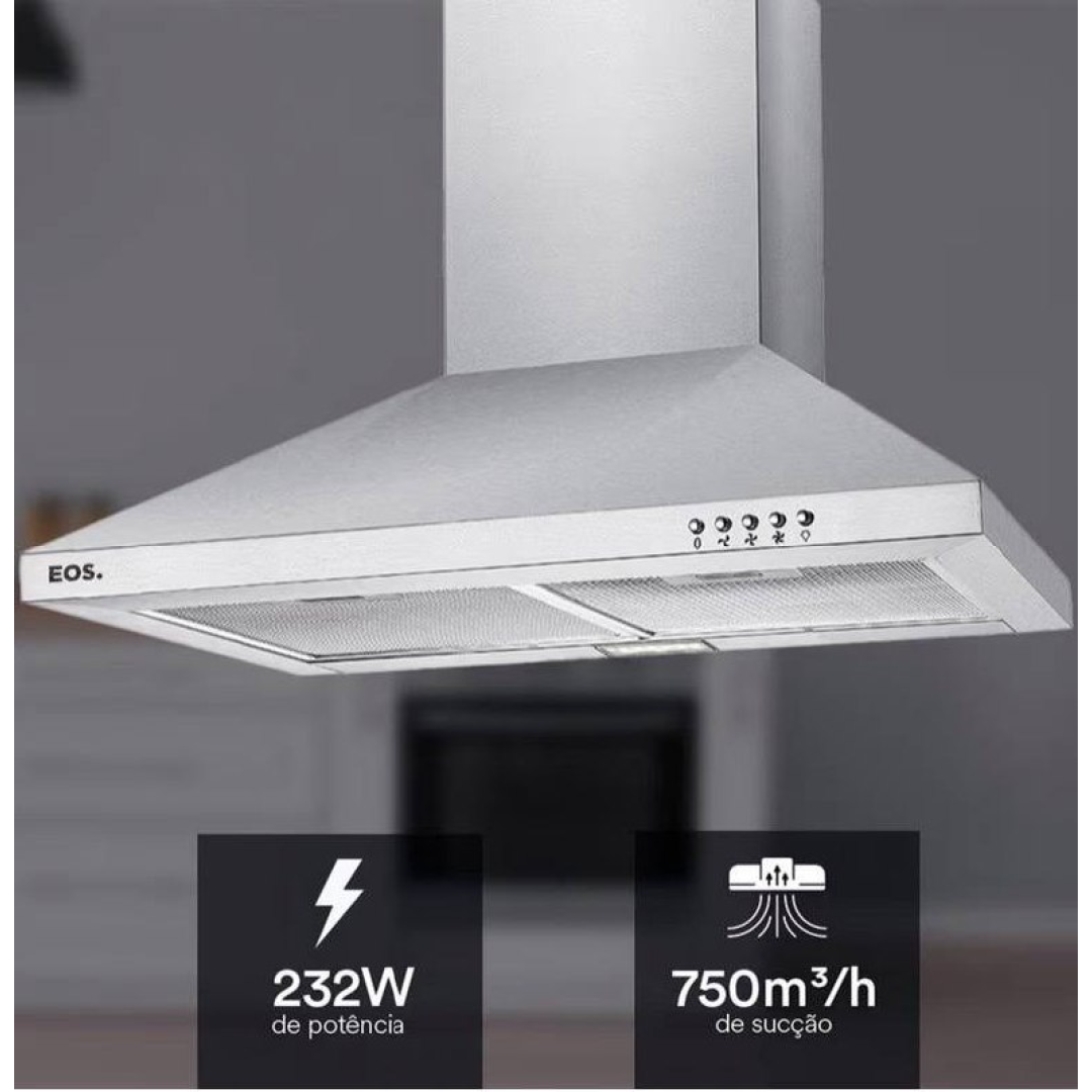 Coifa e Depurador de Parede Piramidal EOS 60cm Cheff Gourmet Inox ECO61PPI 220V