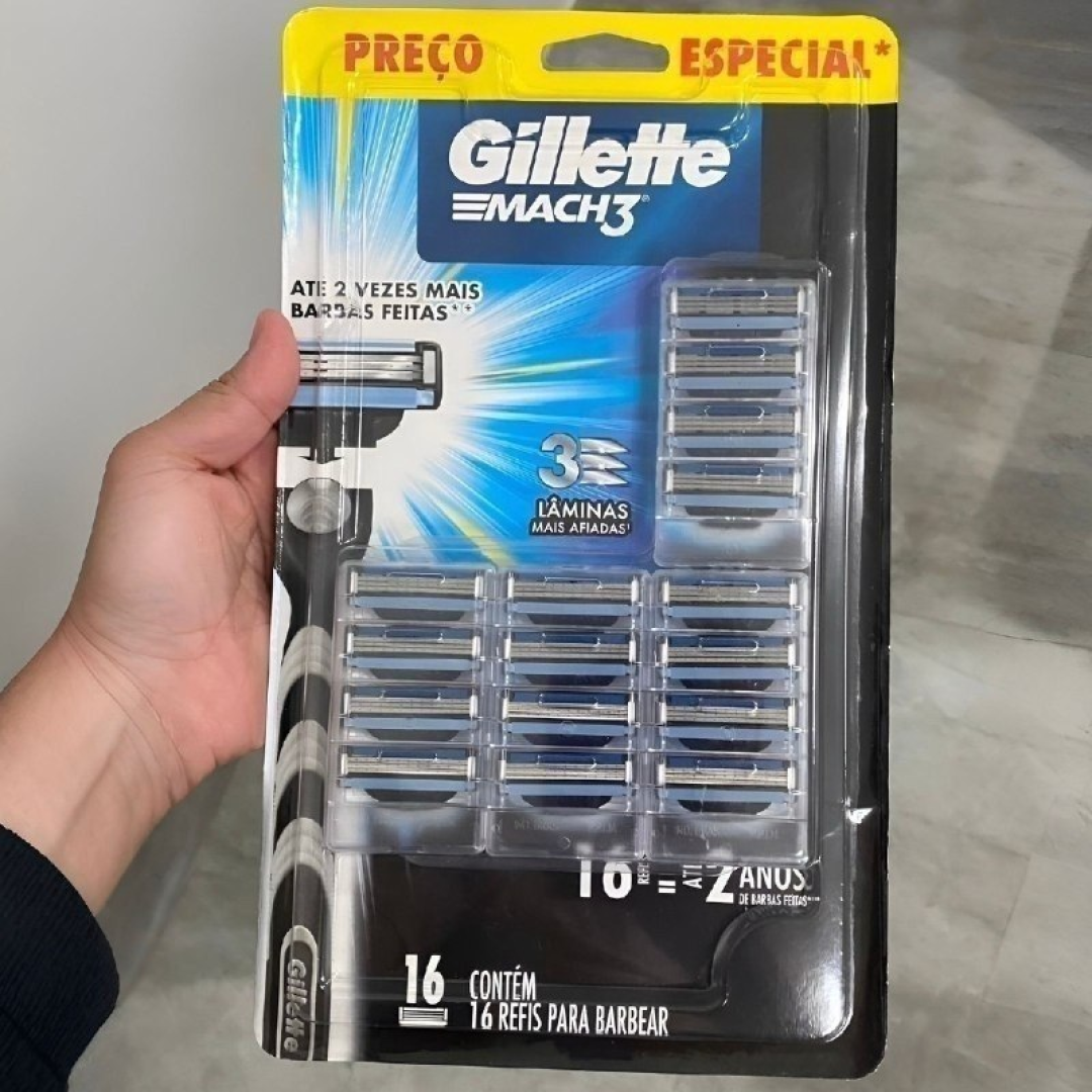 16 Unidades Refil Para Barbear Gillette Mach3