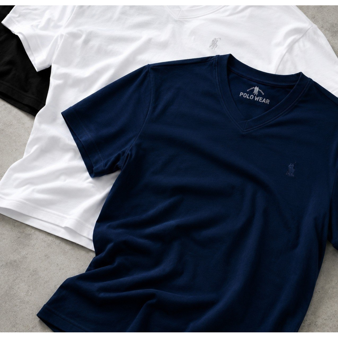 Kit com 3 Camisetas Gola V Polo Wear