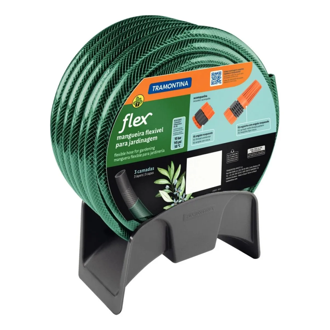 Mangueira Flex em PVC 3 Camadas E 15 Metros Verde Tramontina