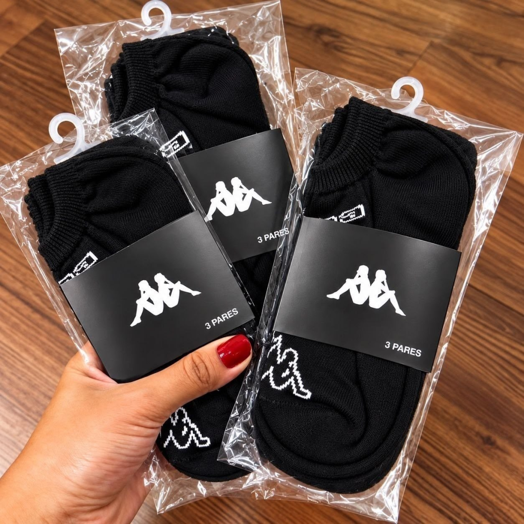 Kit com 3 Pares Meias Kappa Sapatilha Soquete Invisível