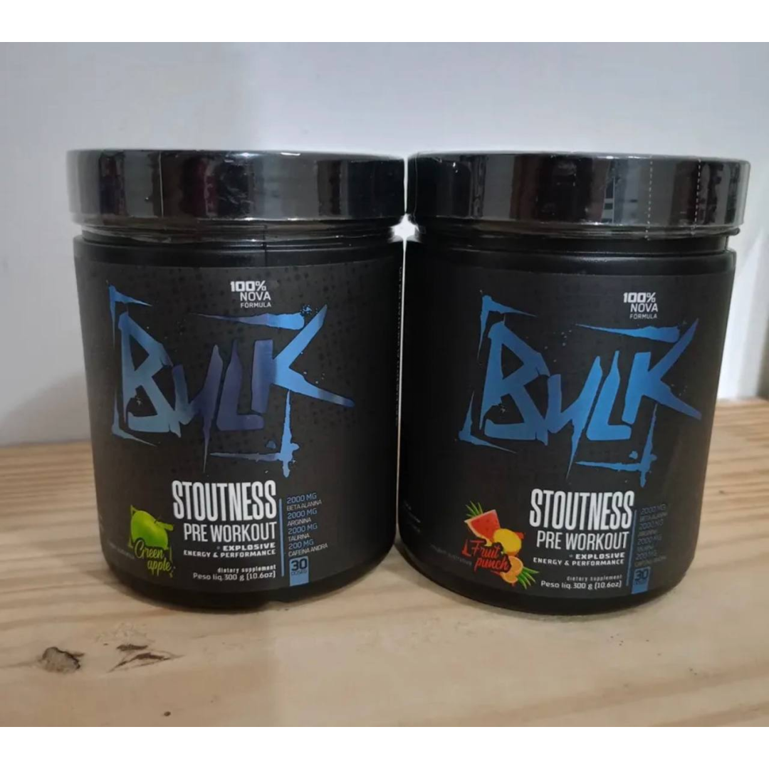 Kit 2x Pré Treino Bulk Nutrition Stoutness 300g Maçã E Frutas