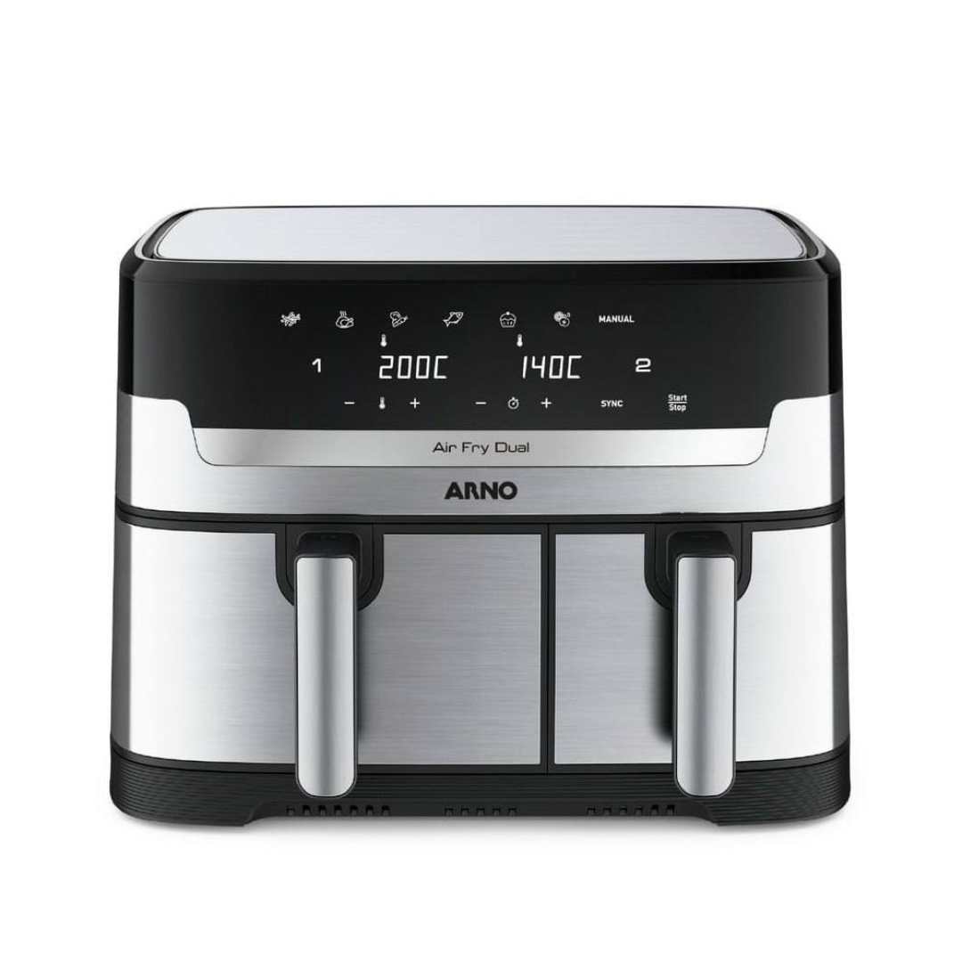 Fritadeira Elétrica Air Fryer Arno Dual 1800W 5,2/3,1L 127V Inox Afd2