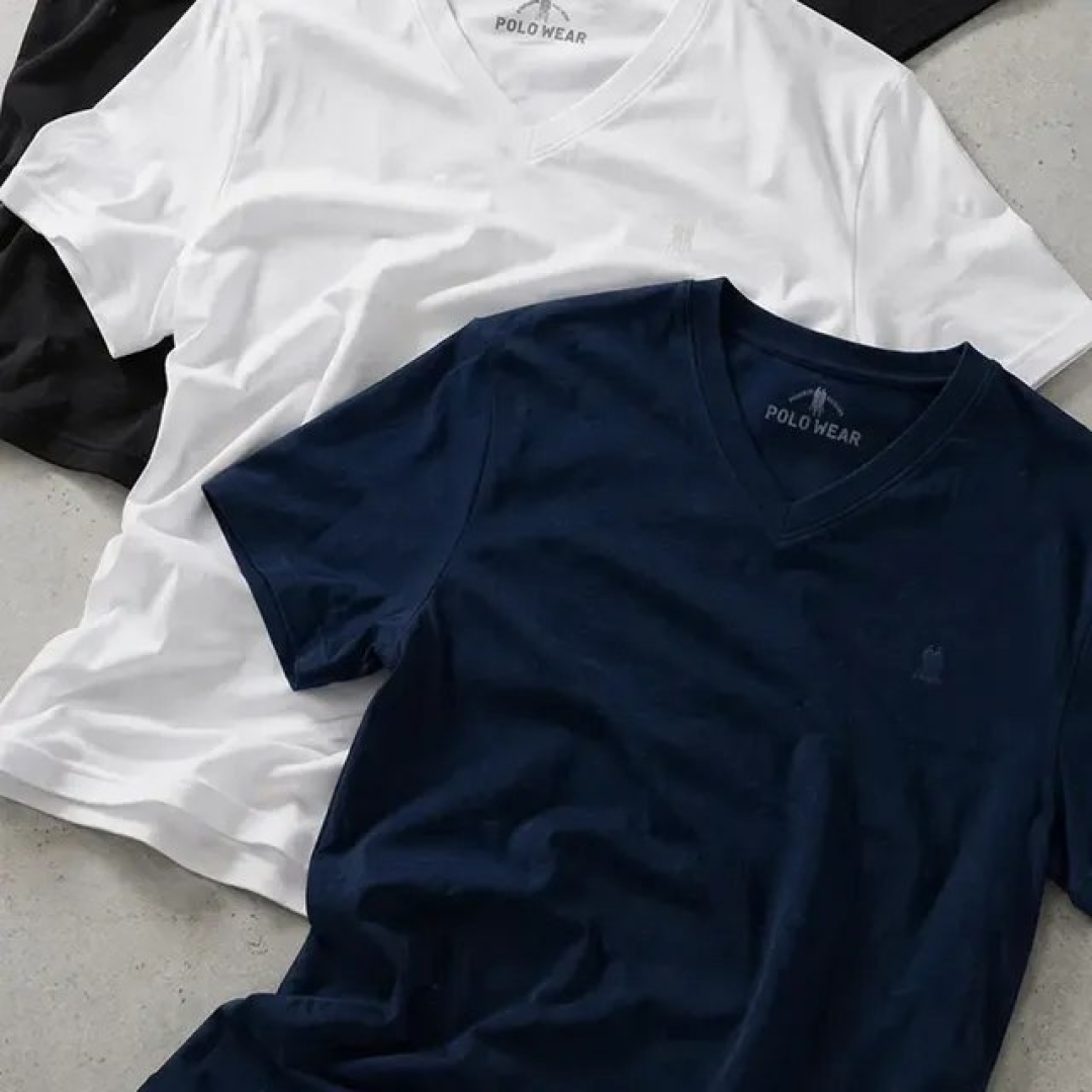Kit com 3 Camisetas Gola V Polo Wear