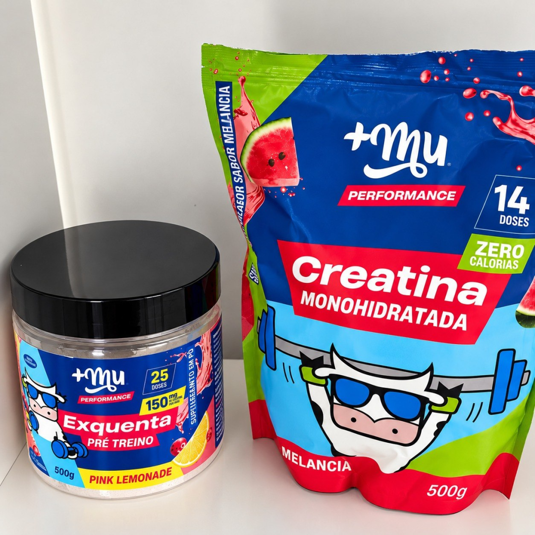 Kit Mu Creatina Melancia 500g + Pré treino Exquenta Pink Lemonade 500g