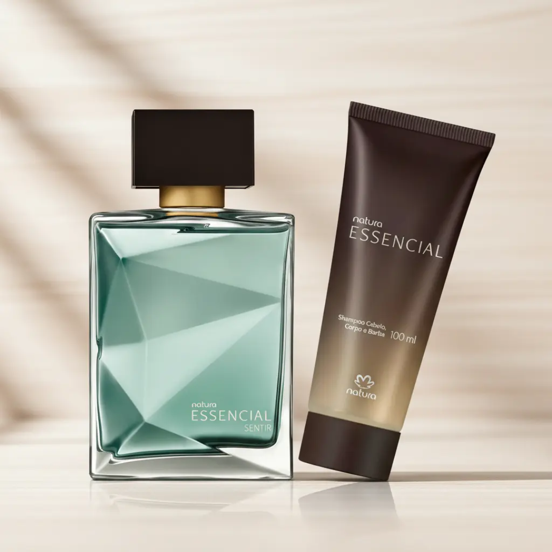 Presente Kit Essencial Masculino: Deo Parfum Sentir 100ml + Shampoo Cabelo Corpo E Barba 100ml
