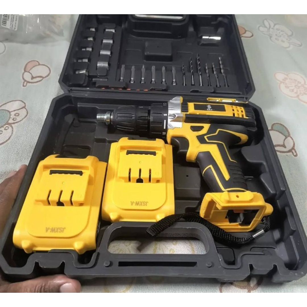Parafusadeira Furadeira 48v Profissional 2 Baterias Sem Fio Amarelo 127/220v 60 Hz