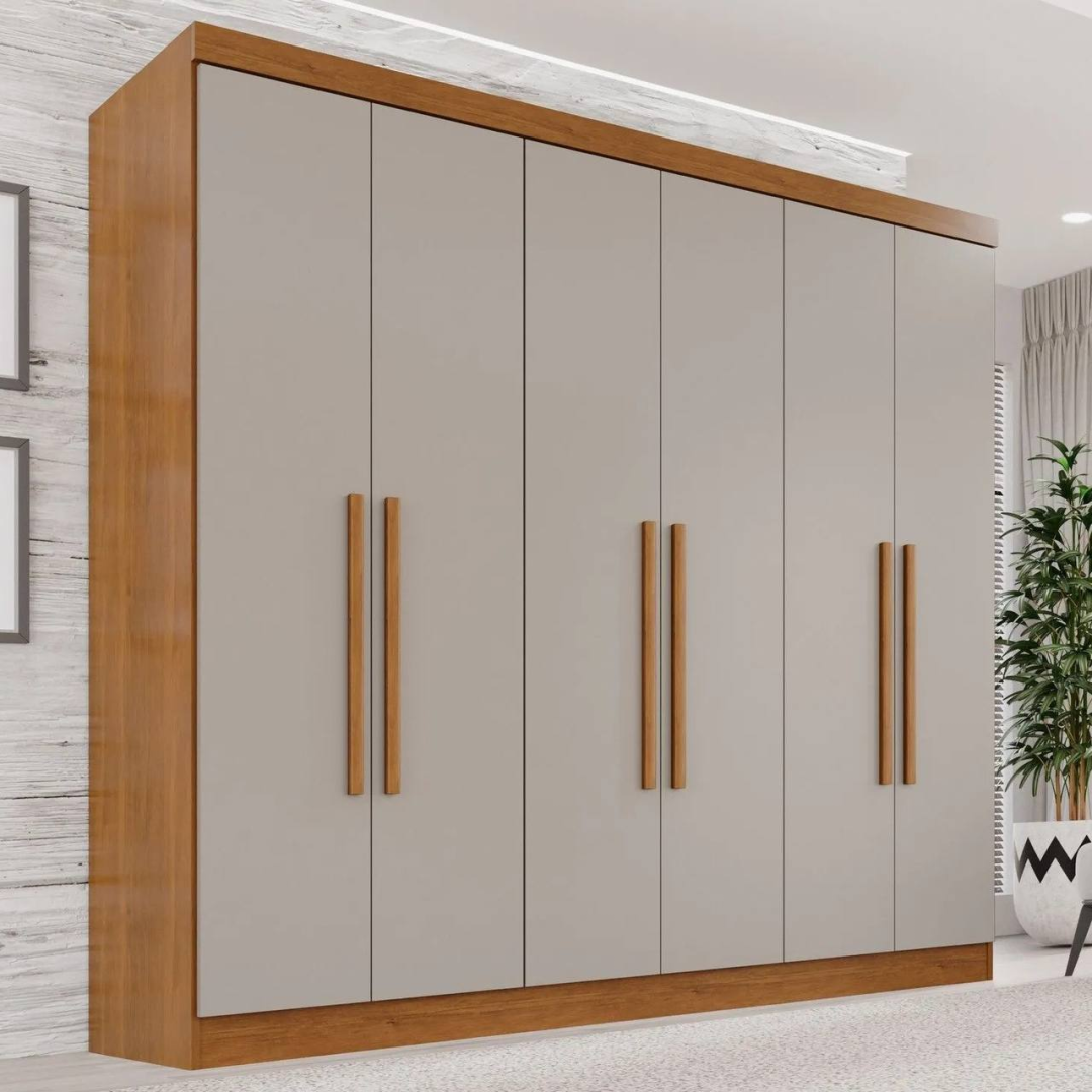 Guarda-roupa Casal 6 Portas 2 Gavetas França Cinamomo/off White