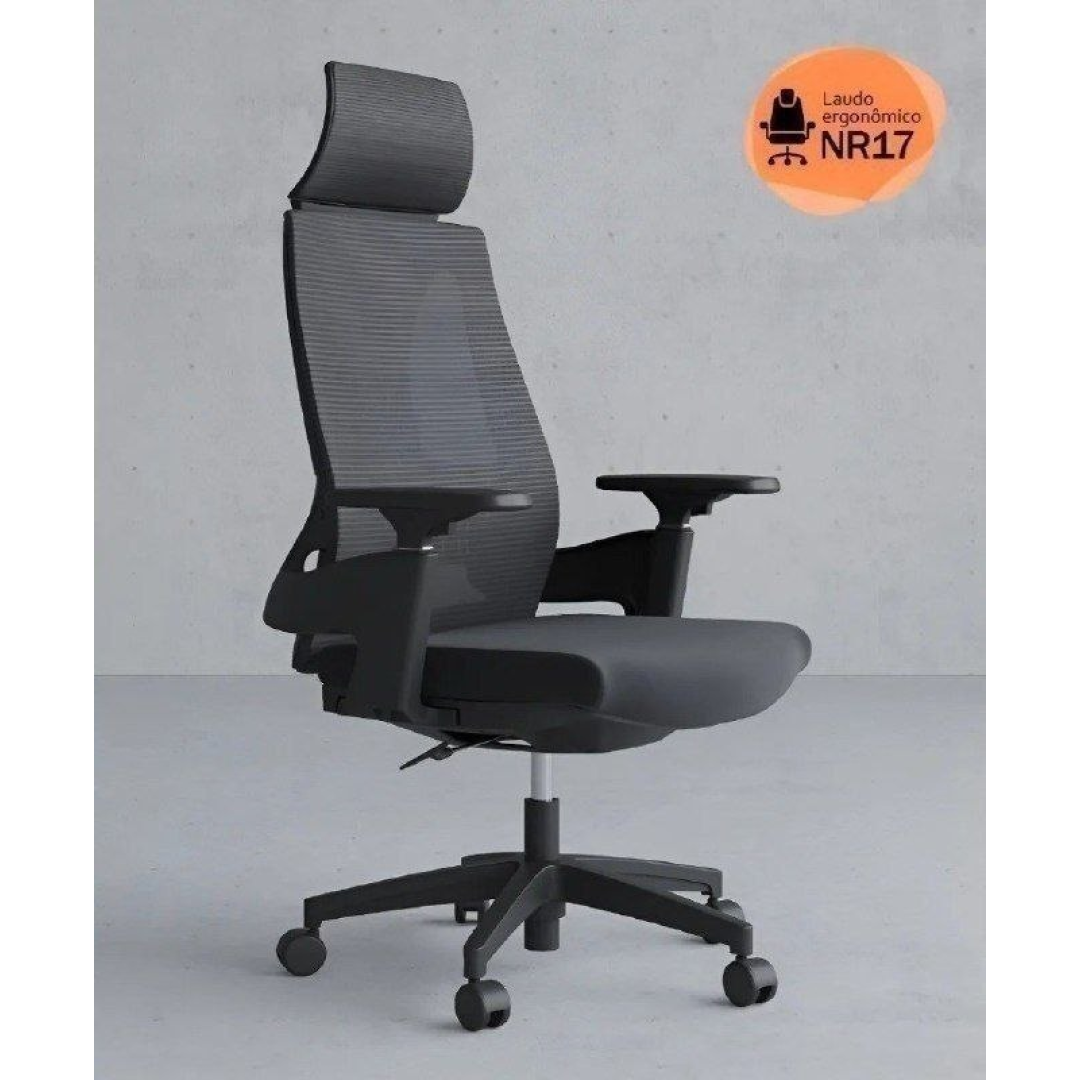 Cadeira De Escritório Presidente NR17 HomeNow Ergonômica Premium Toledo Cor Preto