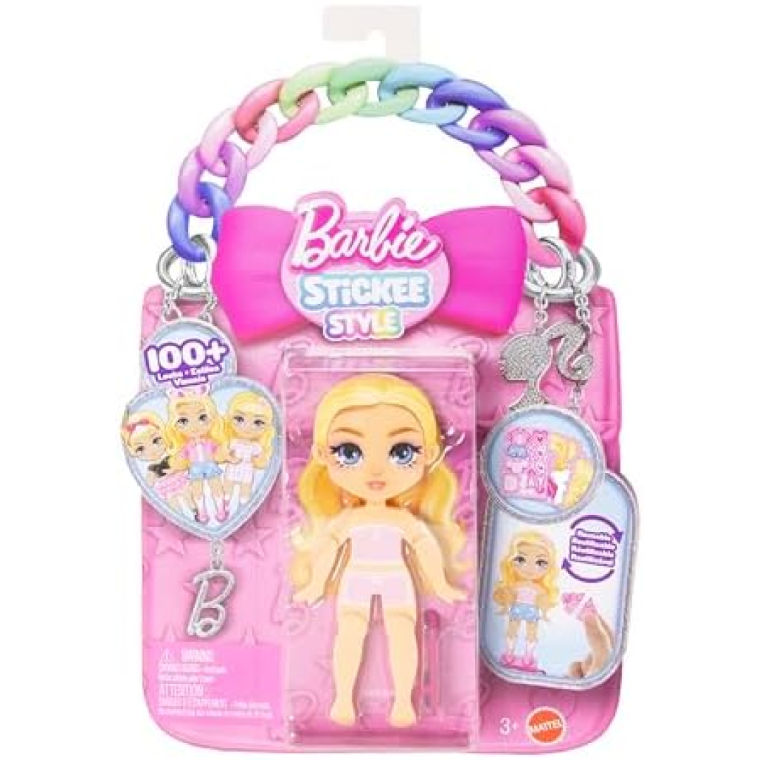 Boneca Barbie Stickee Style Surpresa Mattel. Com Roupas adesivas e acessórios criativos para decorar e brincar de Moda. para crianças a partir dos 3 anos.