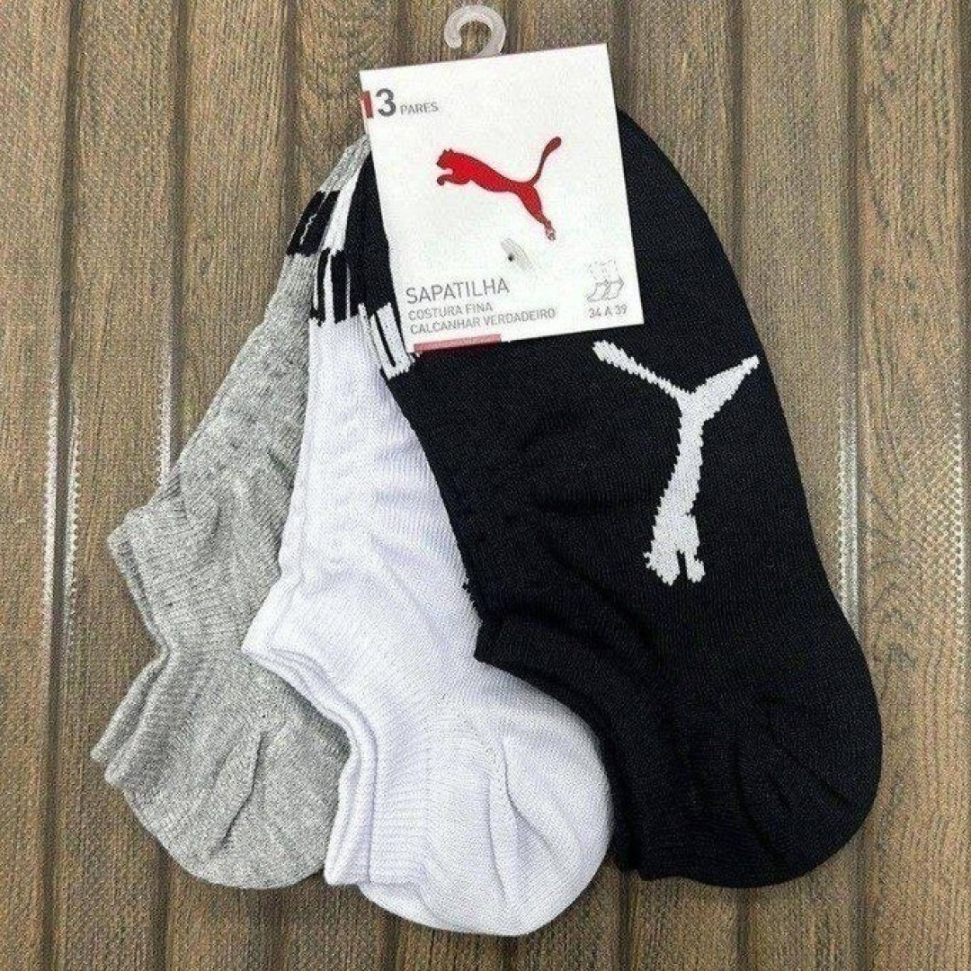 Kit com 9 Pares Meias Puma Sapatilha Soquete