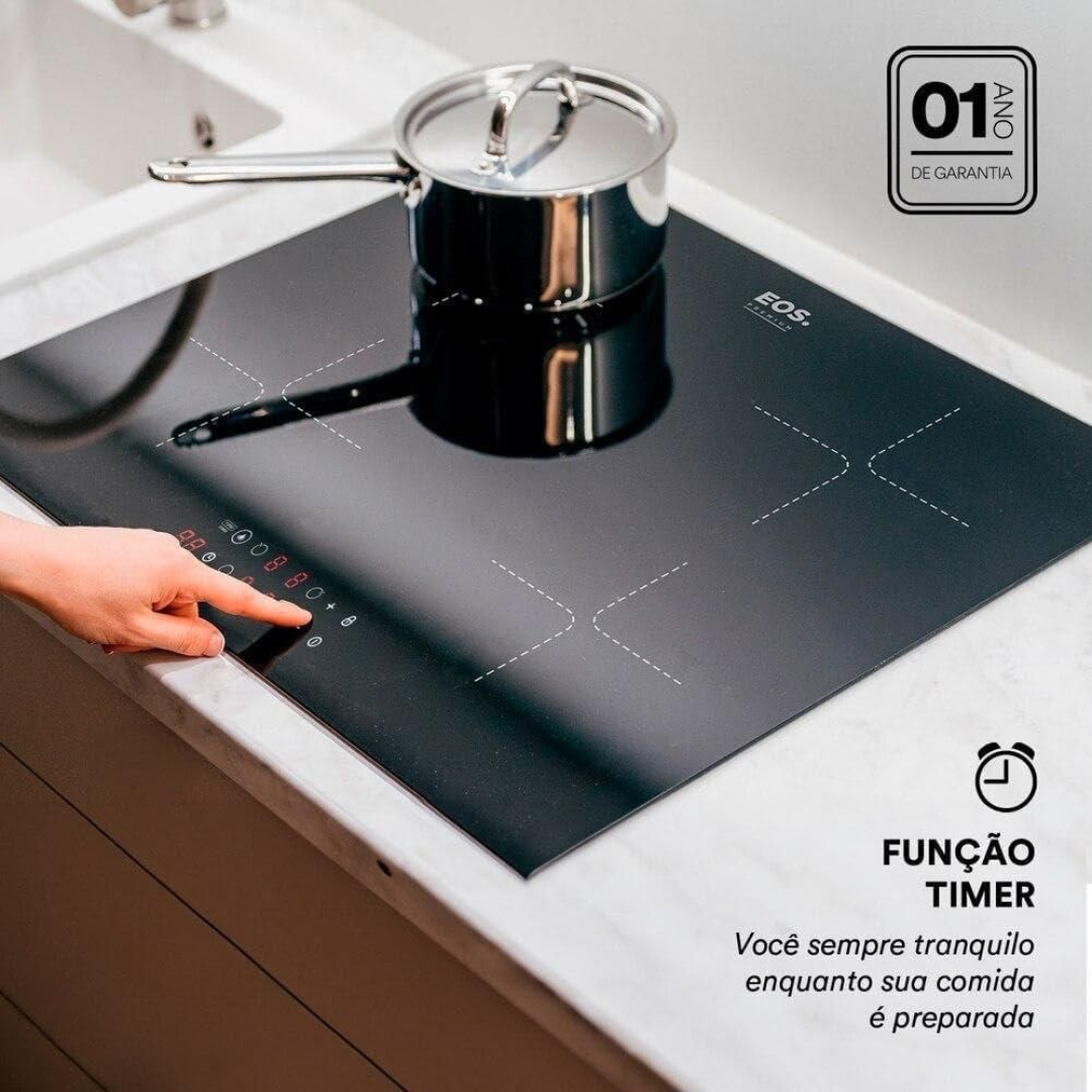 Cooktop de Indução 4 Bocas Eos com Painel Touch Preto 7200w Eci04ep3 220v