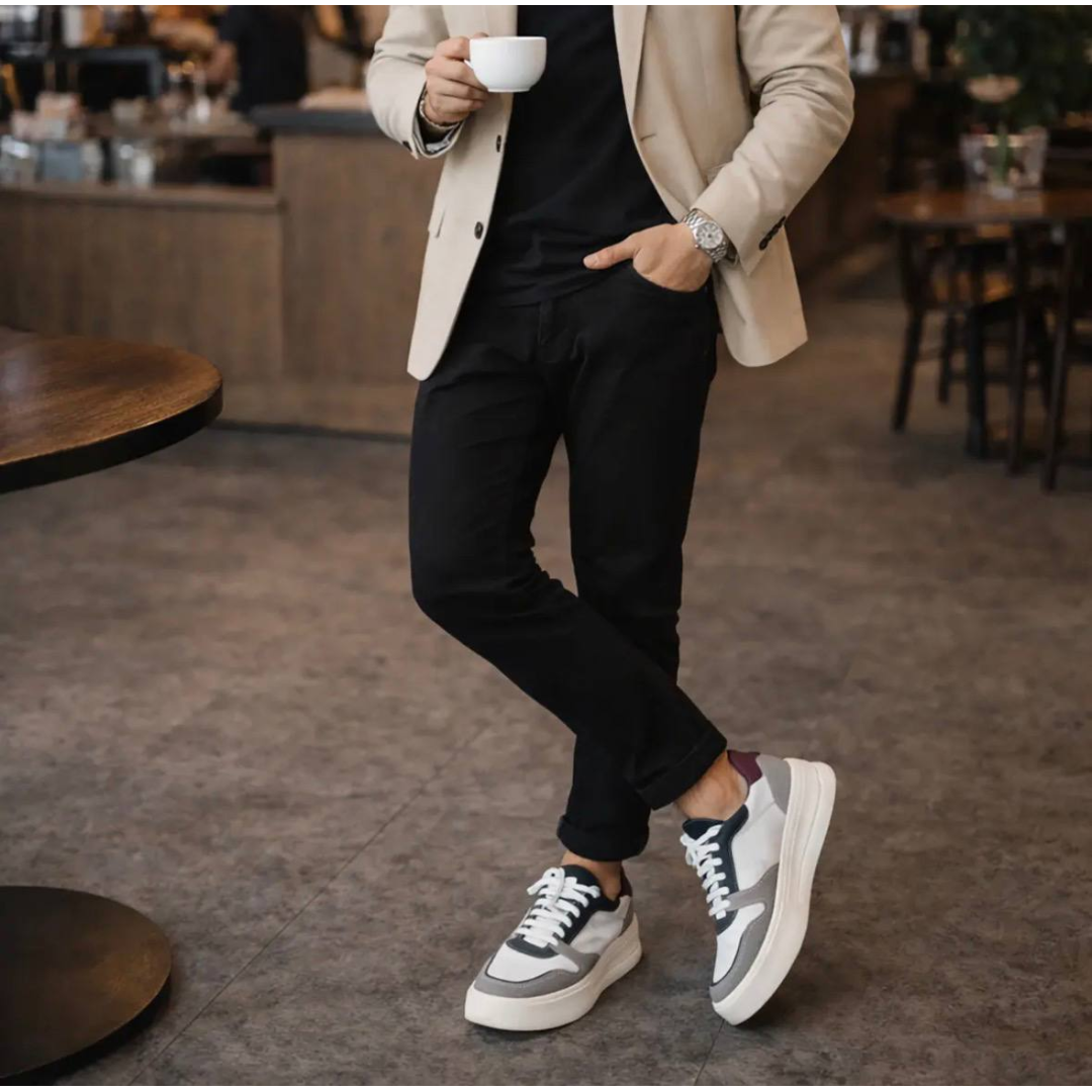 Tênis Masculino Couro Legítimo Premium Forrado Solado Leve