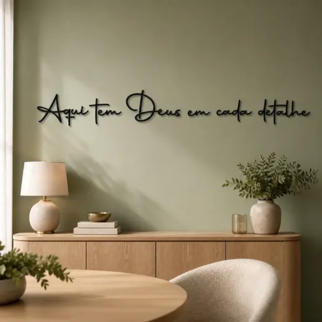 Quadro Frase Aqui Tem Deus Em Cada Detalhe Decoração Mdf Fé Aqui Tem Deus Em Cada Detalhe