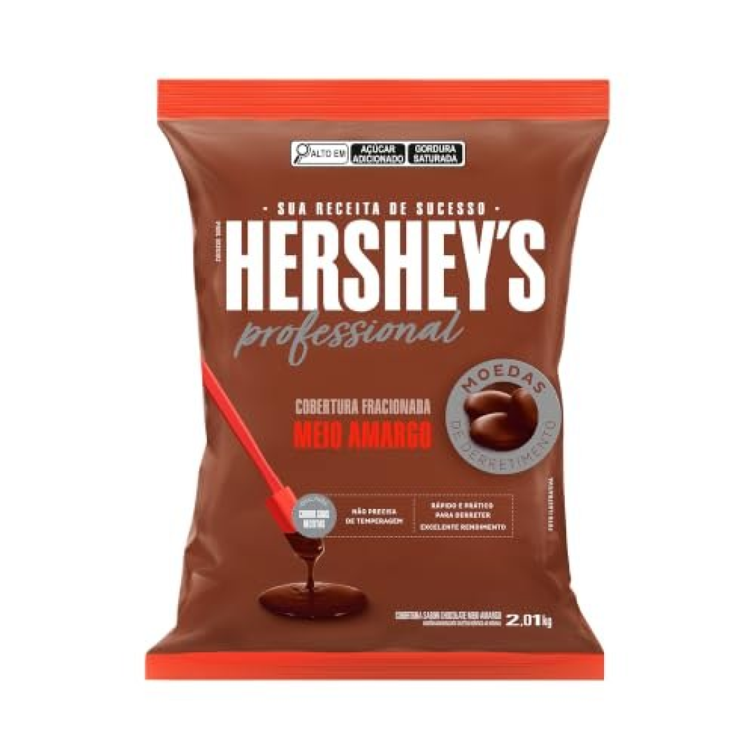 Hershey’s Cobertura Fracionada Chocolate Meio Amargo Professional 2,01Kg