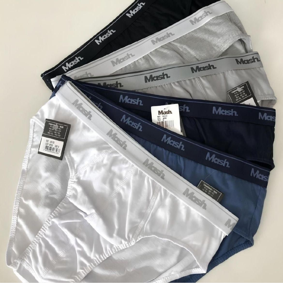 Kit Com 10 Cuecas Slip Algodão Mash