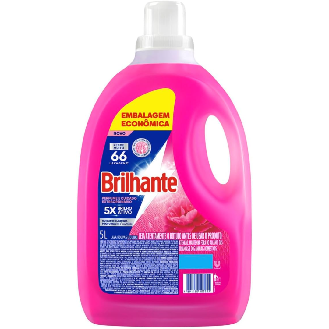 Brilhante Lava-Roupas Líquido Perfume e Cuidado Extraordinário 5L