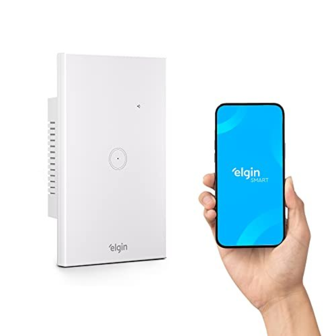 Interruptor Inteligente Touch Elgin 1 Botão Wi-Fi compatível com Alexa e Google Home, Branco