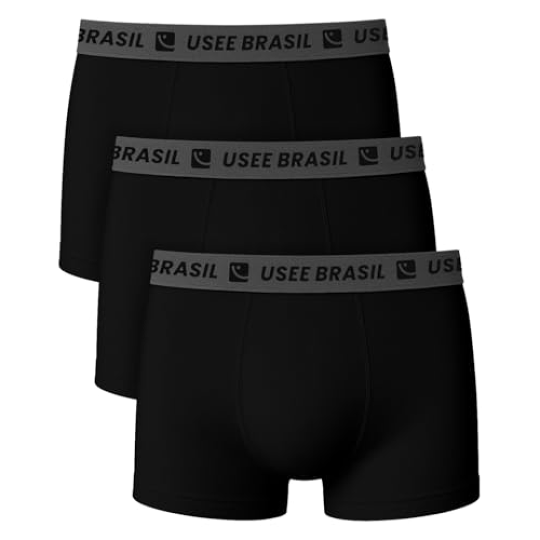 Kit com 3 Cuecas Boxer Algodão Masculina Usee Brasil Premium