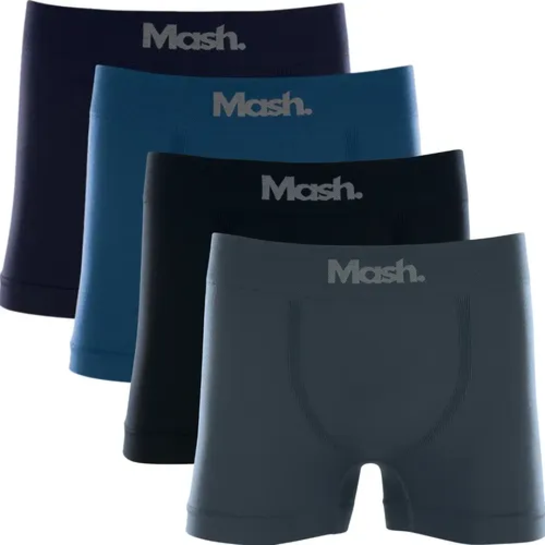 Kit com 4 Cuecas Boxer Microfibra sem Costura Mash