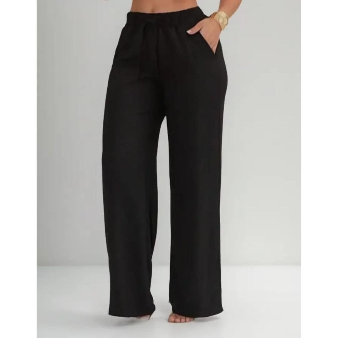 Calça Pantalona Wide Leg Duna Elastico Na Cintura/gestante