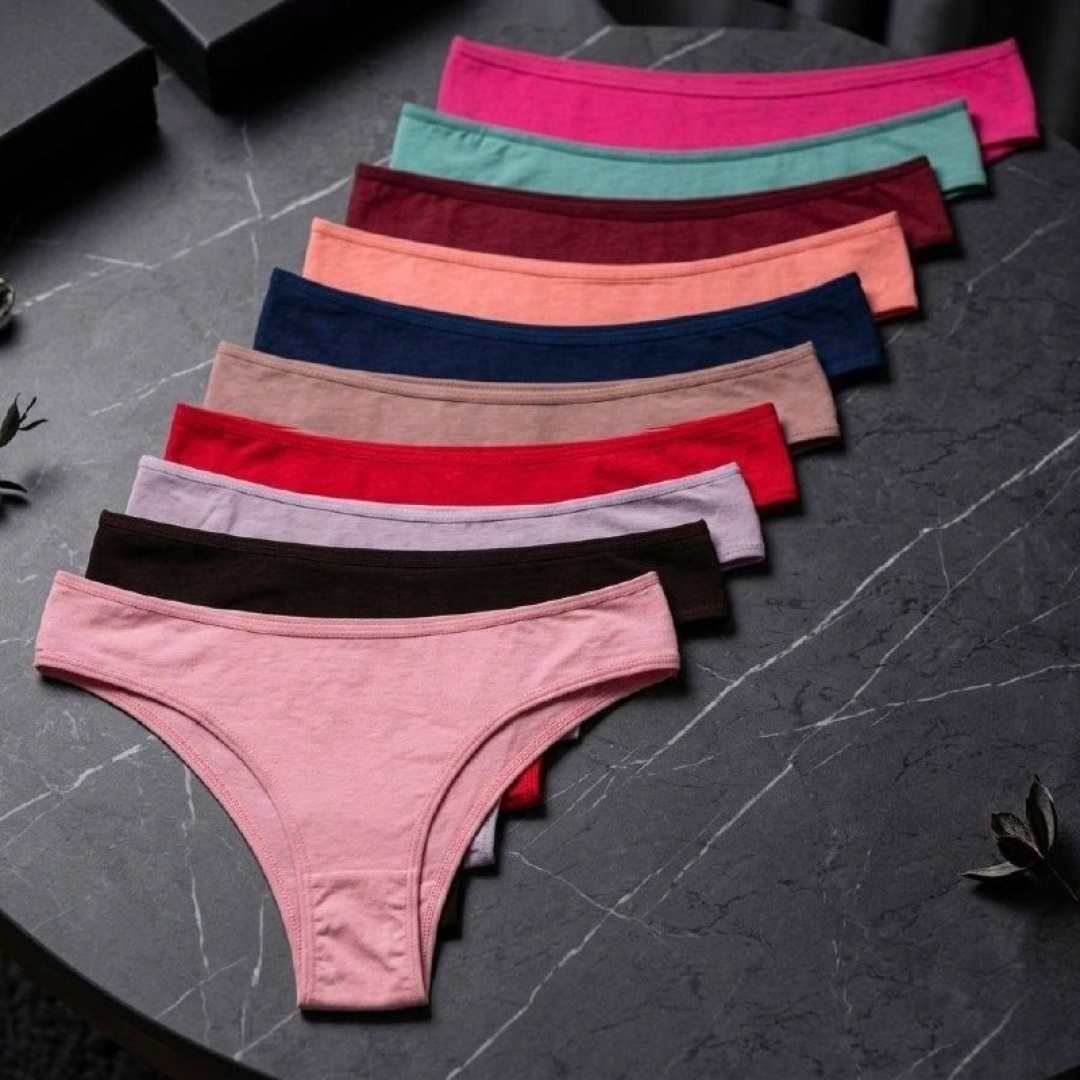 Kit 10 Calcinhas Algodão Tanga Lisa Conforto Basica Feminina