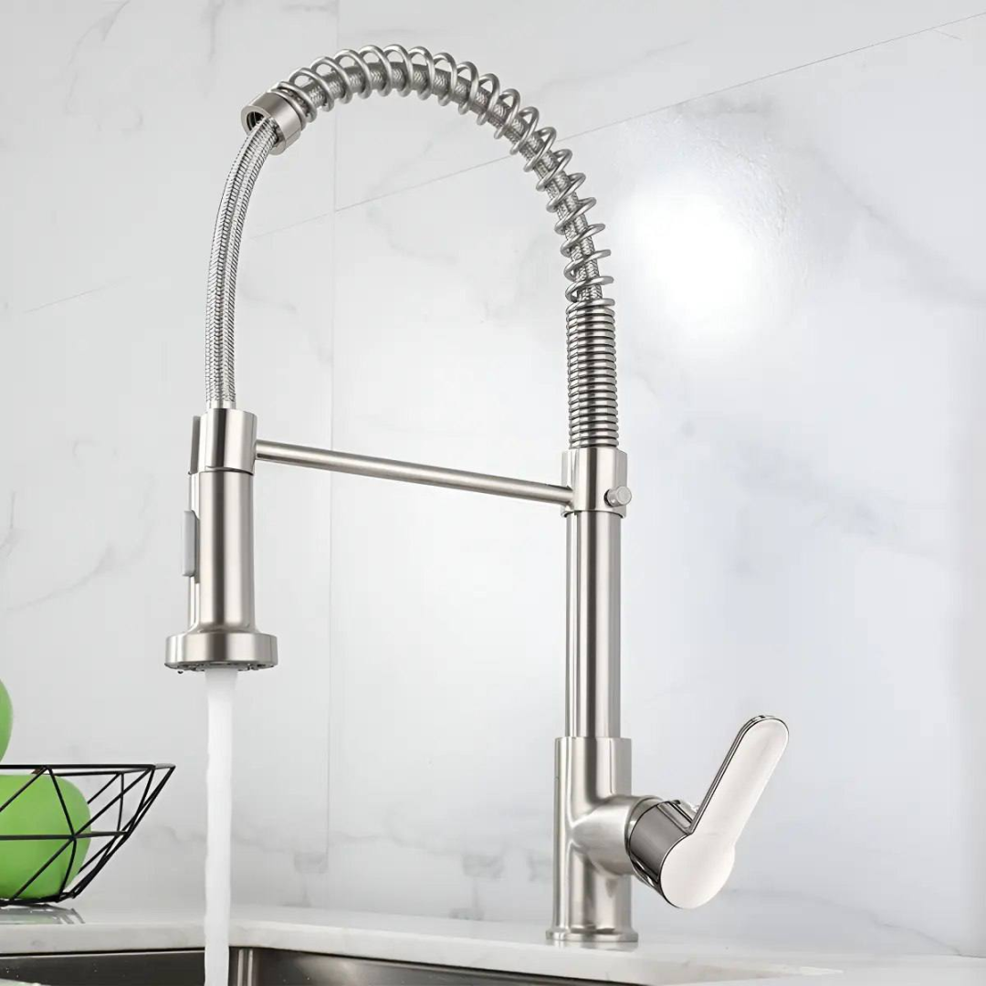 Torneira Cozinha Gourmet Bancada Flexível Monocomando Pia Prateado B22-silvery