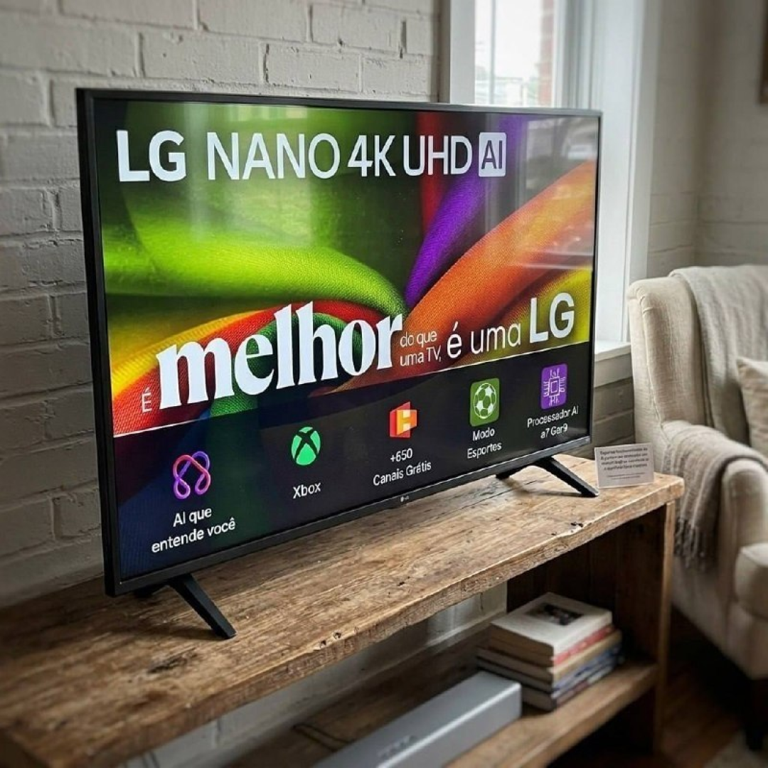 Smart TV 4K 43" LG NANO UHD AI NU850 2026 Processador α7 Ger9 HDR10 Xbox Bluetooth Wi-Fi AI Search Google Gemini webOS 26 - 43NU850BPSA
