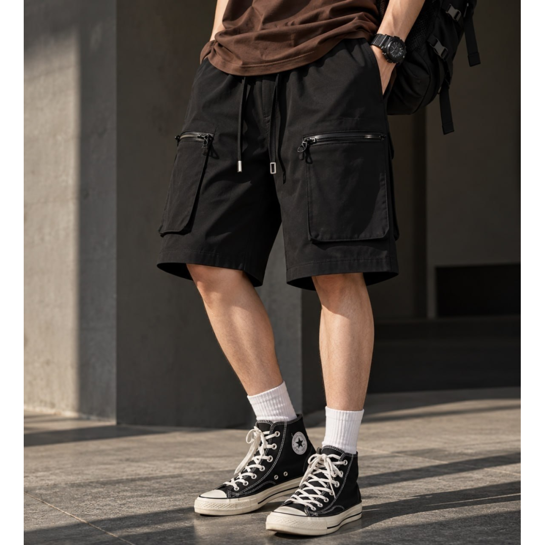 Bermuda Shorts Masculino Casuais Folgados Versáteis 6 Bolsos