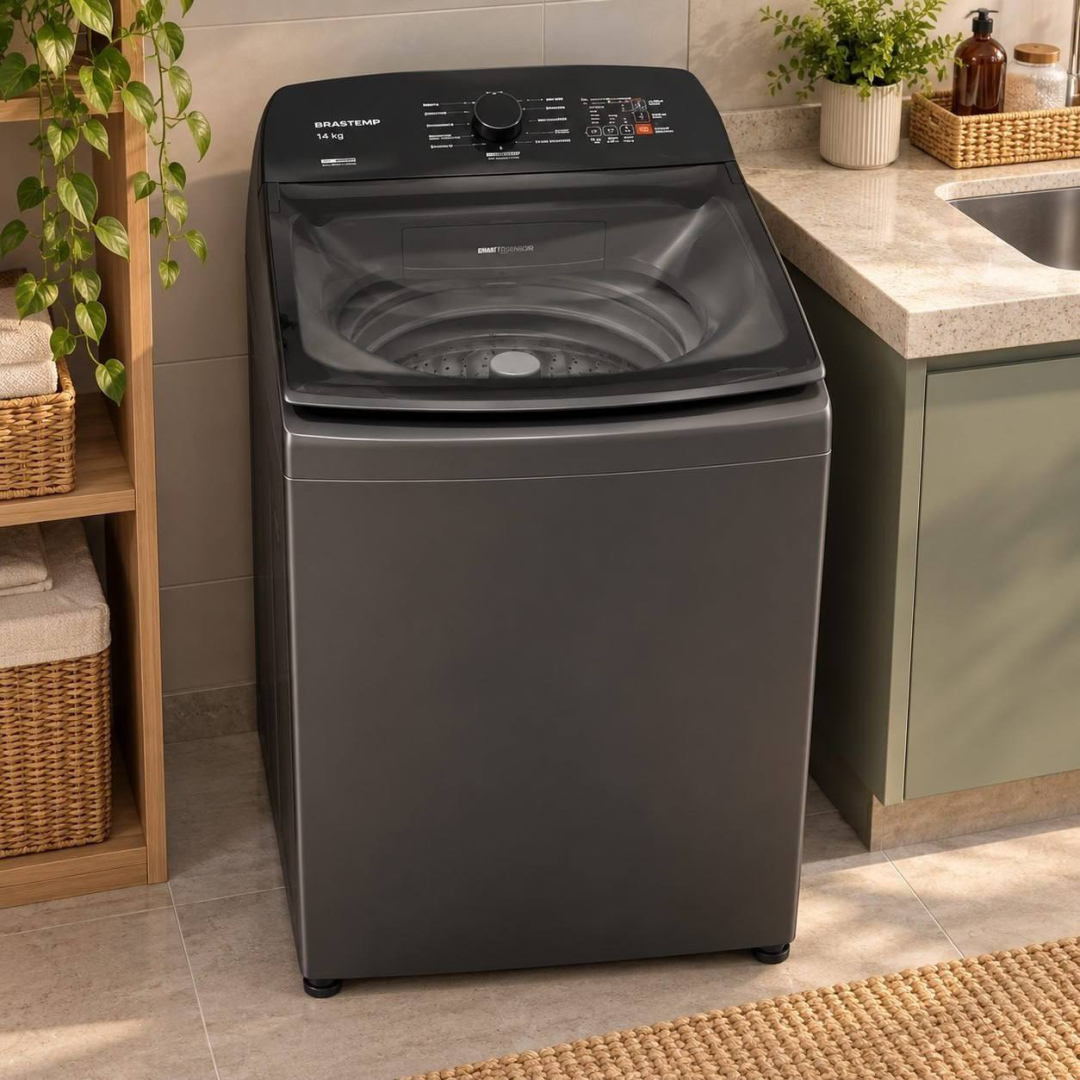 Máquina de Lavar Brastemp 14Kg Cinza Smart Sensor- BWJ14A9