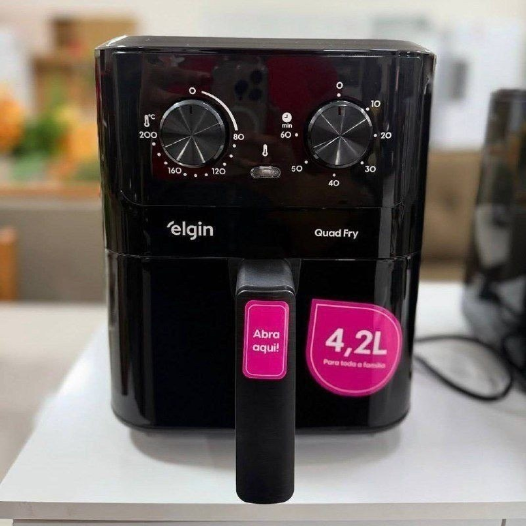 Fritadeira Elétrica Air Fryer Quad Fry 4,2 L,1400w Preto Elgin 127v