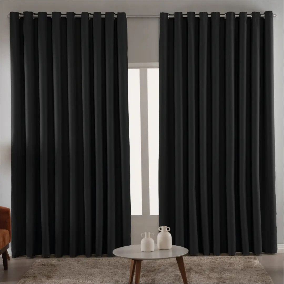 Cortina Blackout Em Tecido 4,00x2,80 Corta Luz Cor Preta