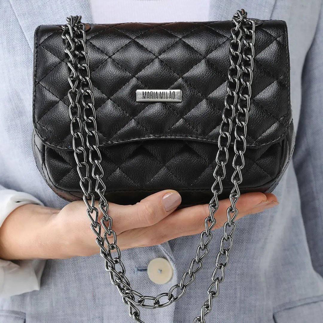Bolsa Feminina Pequena Média Ombro Corrente Transversal Tiracolo Casual Couro PU Alça Lateral De Lado Fashion Sofisticada Tendência Blogueira Moderna ...