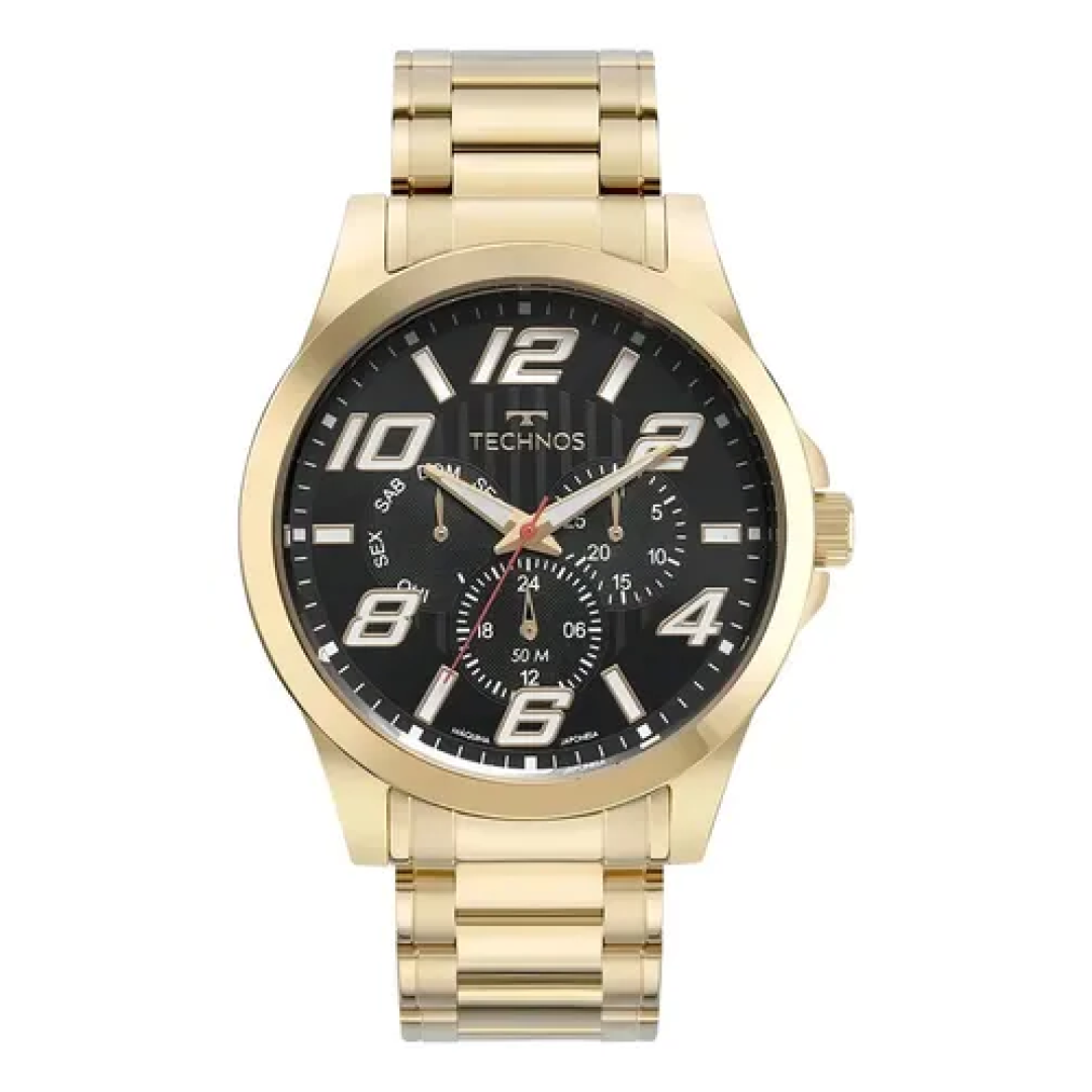 Relógio Technos Masculino Racer Dourado - 6p29ald/1p Fundo Preto