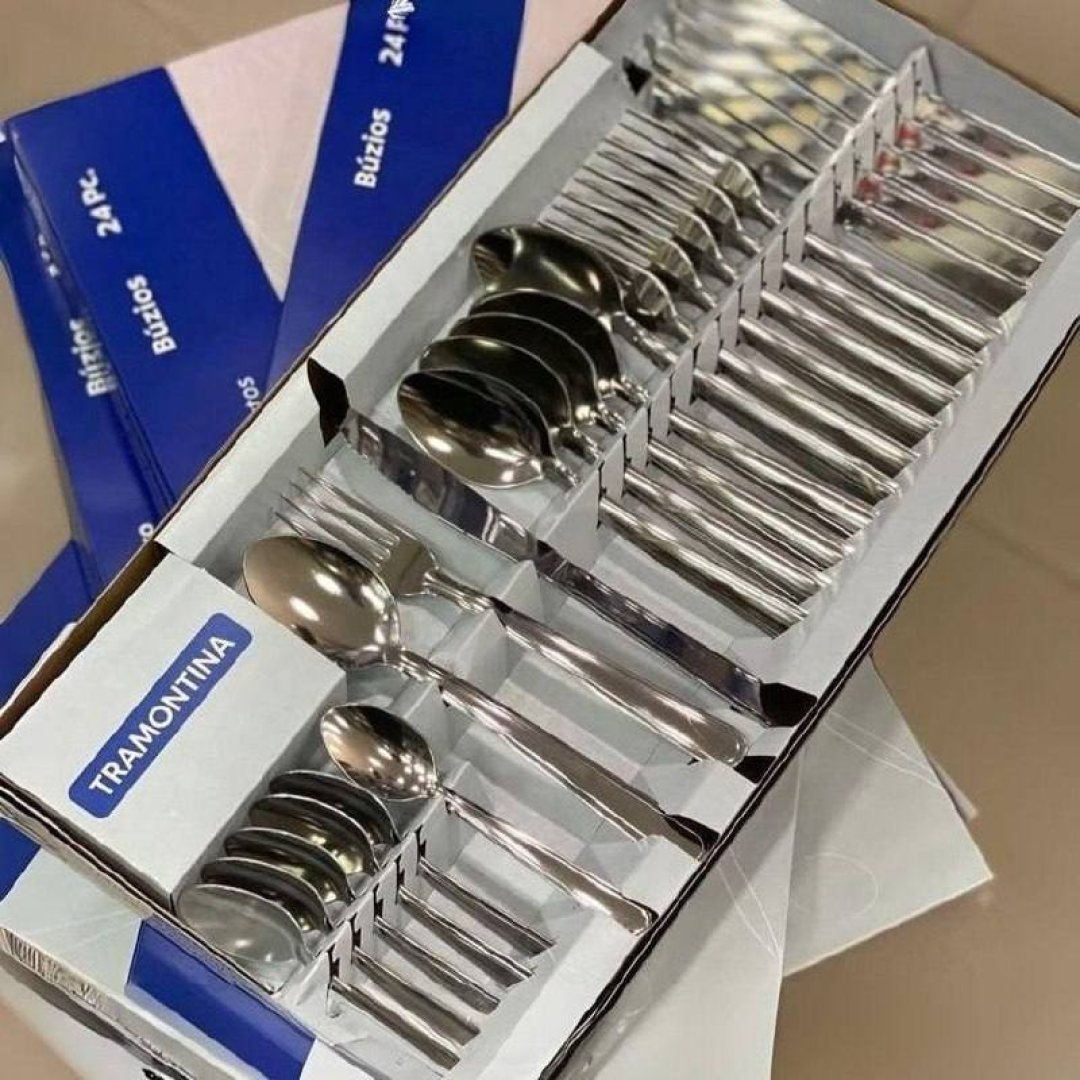 Jogo Talheres Faqueiro Búzios Aço Inox 24 Peças Tramontina Aço Inoxidável