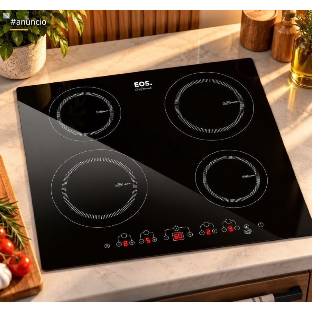 Cooktop de Indução 4 Bocas EOS 60cm ECI04EP Preto