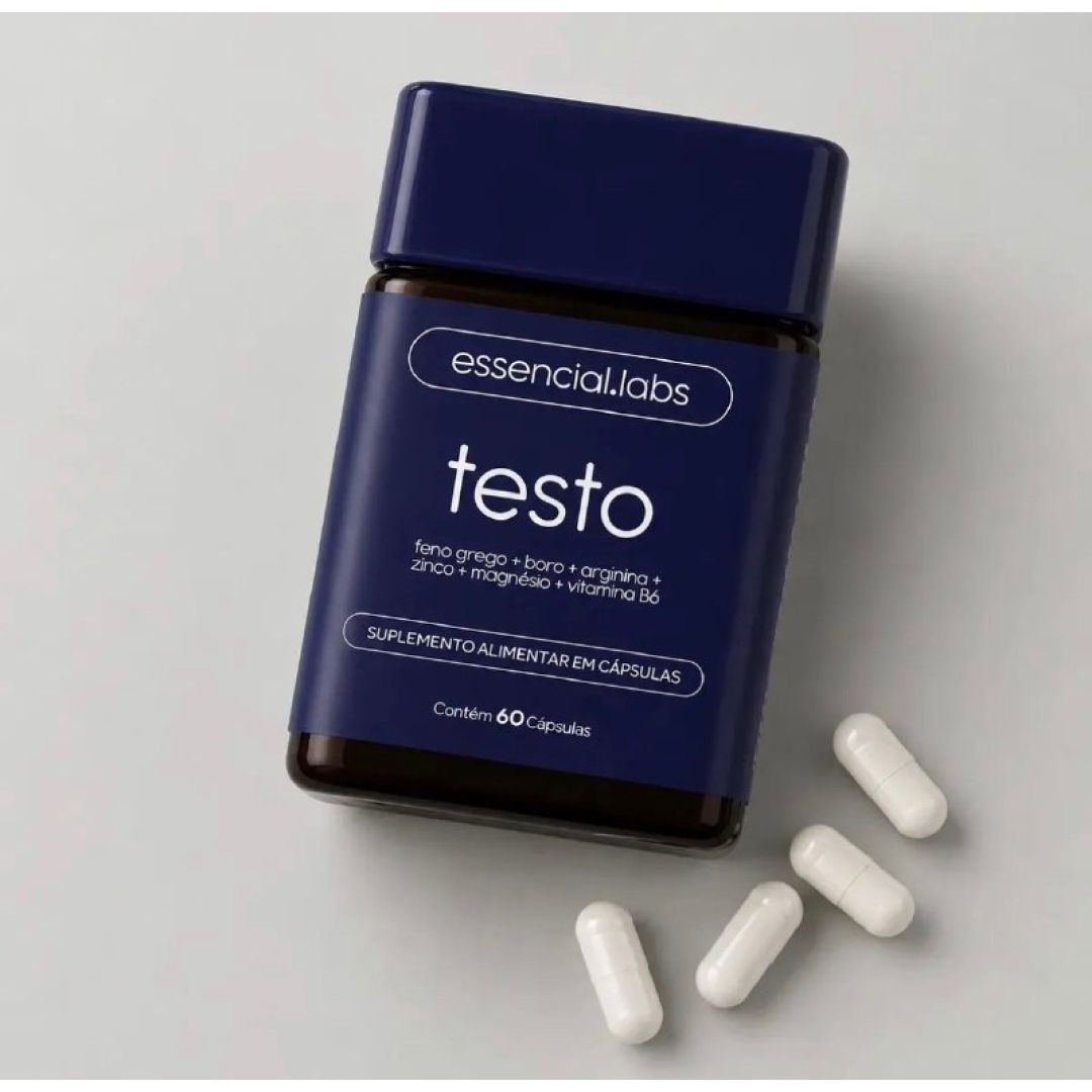Testo Essencial 60 cápsulas (Feno Grego + Boro + Arginina + ZMA + B6)